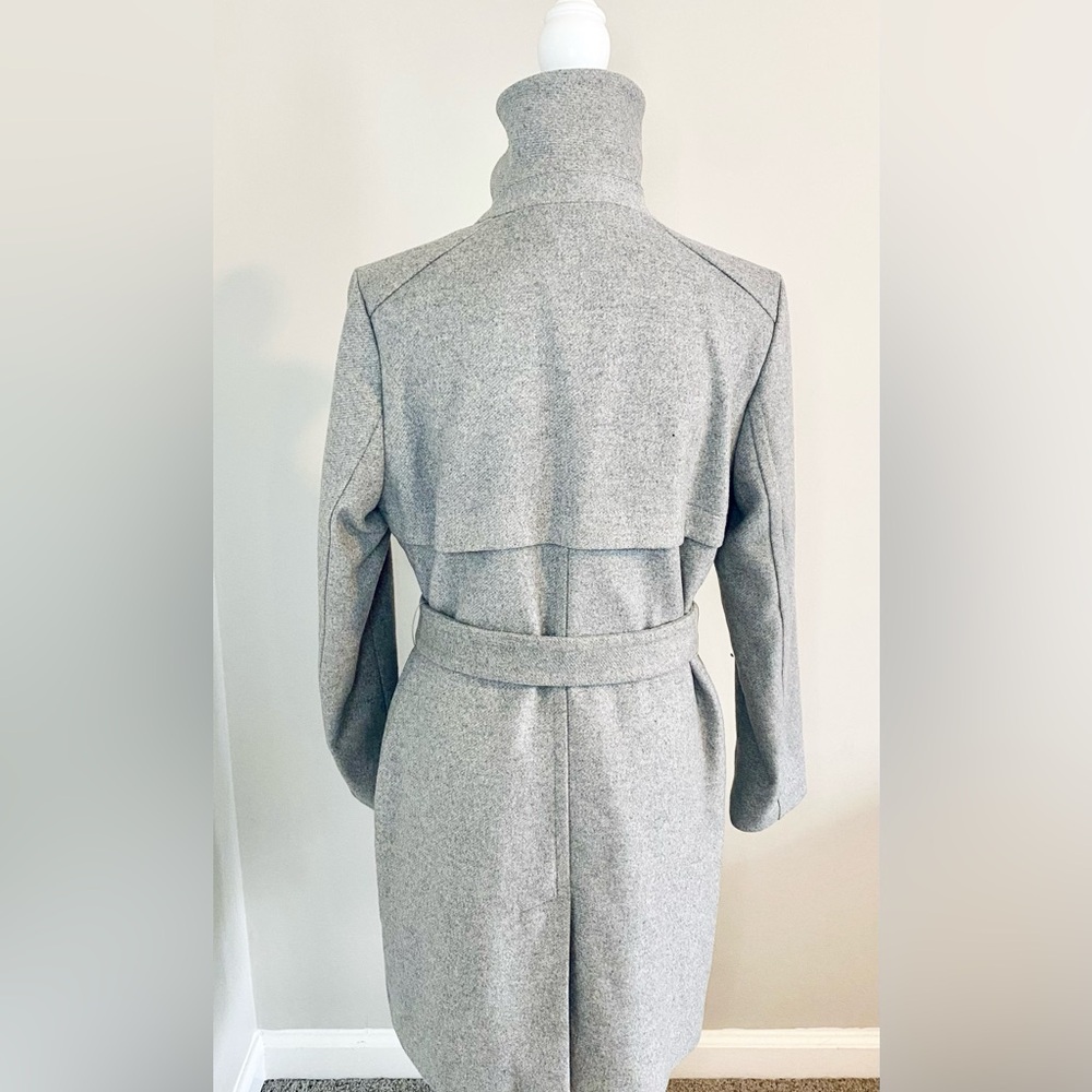Express Winter Peacoat Coat Soft Wool Blend Double Breasted Neutral Gray Medium - Picture 7 of 12